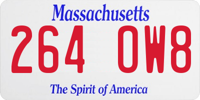 MA license plate 264OW8