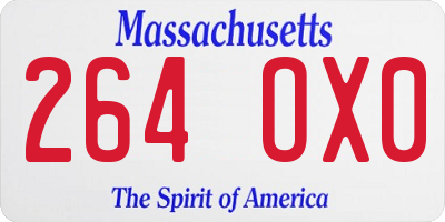 MA license plate 264OX0