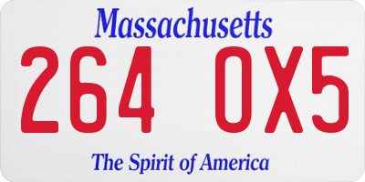 MA license plate 264OX5