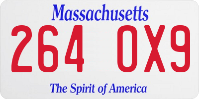 MA license plate 264OX9