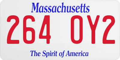 MA license plate 264OY2