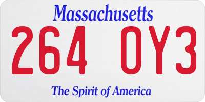 MA license plate 264OY3