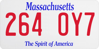 MA license plate 264OY7