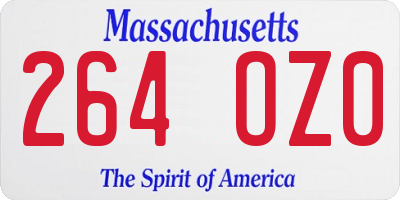 MA license plate 264OZ0