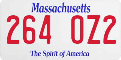 MA license plate 264OZ2