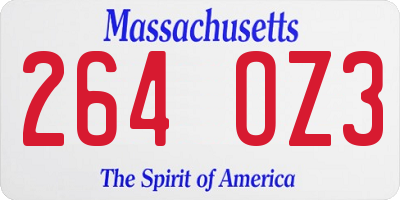 MA license plate 264OZ3
