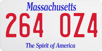 MA license plate 264OZ4