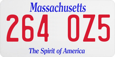MA license plate 264OZ5