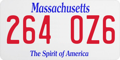 MA license plate 264OZ6