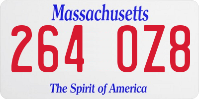 MA license plate 264OZ8