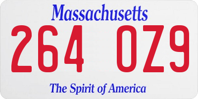 MA license plate 264OZ9