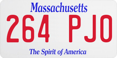 MA license plate 264PJ0