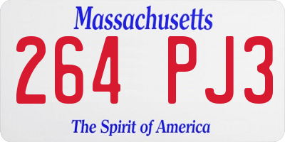 MA license plate 264PJ3