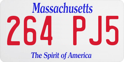 MA license plate 264PJ5
