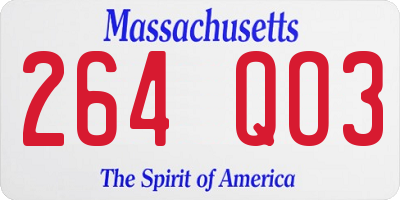 MA license plate 264QO3