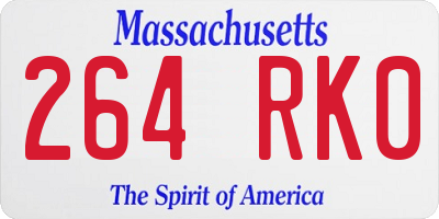MA license plate 264RK0