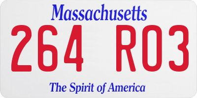 MA license plate 264RO3