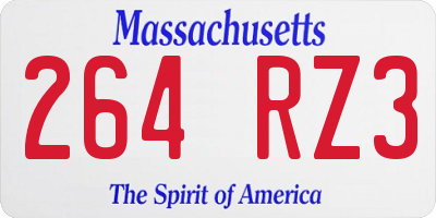 MA license plate 264RZ3