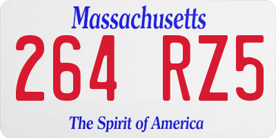 MA license plate 264RZ5