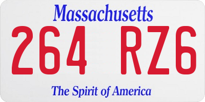 MA license plate 264RZ6