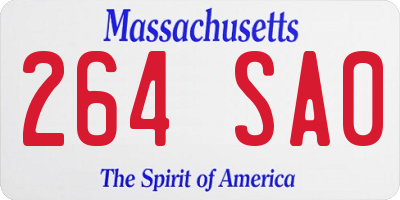 MA license plate 264SA0