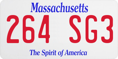 MA license plate 264SG3