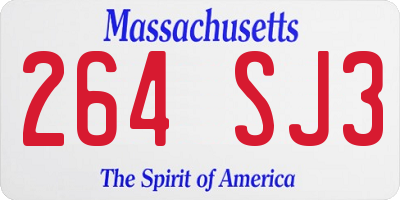 MA license plate 264SJ3