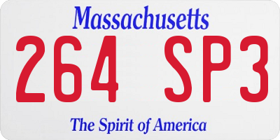 MA license plate 264SP3