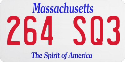 MA license plate 264SQ3