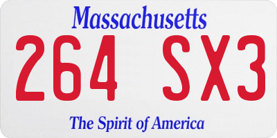MA license plate 264SX3