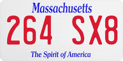 MA license plate 264SX8