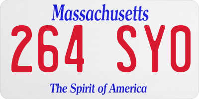 MA license plate 264SY0