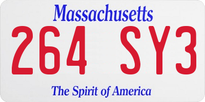 MA license plate 264SY3