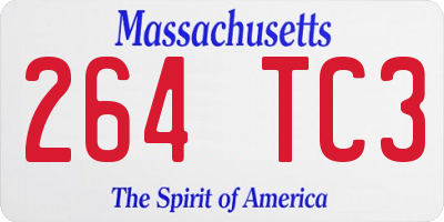 MA license plate 264TC3