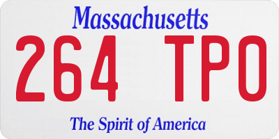 MA license plate 264TP0