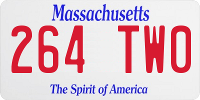 MA license plate 264TW0