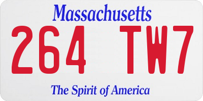MA license plate 264TW7