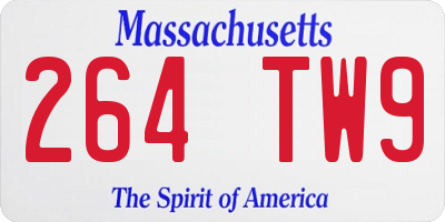 MA license plate 264TW9