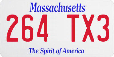 MA license plate 264TX3