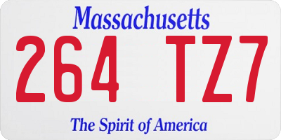 MA license plate 264TZ7