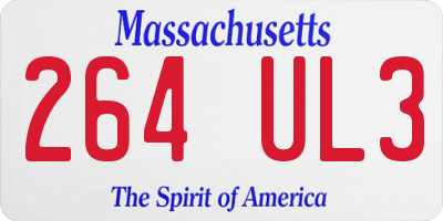 MA license plate 264UL3