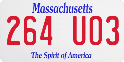 MA license plate 264UO3