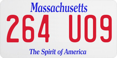 MA license plate 264UO9