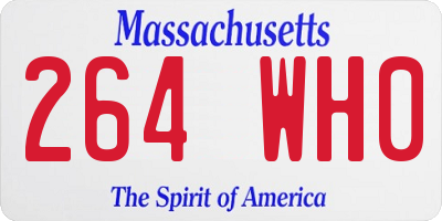 MA license plate 264WH0