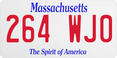 MA license plate 264WJ0