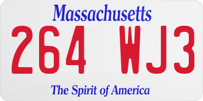 MA license plate 264WJ3