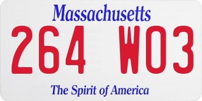 MA license plate 264WO3