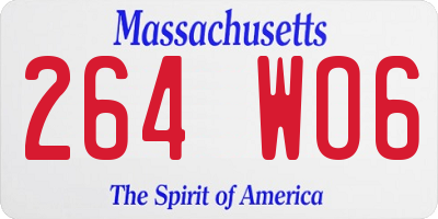 MA license plate 264WO6