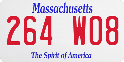 MA license plate 264WO8