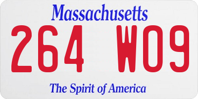 MA license plate 264WO9